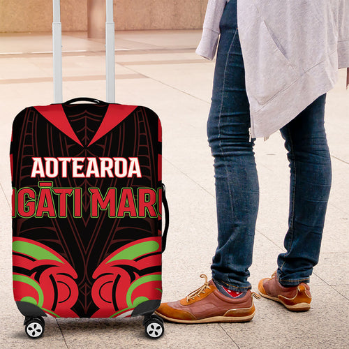 Aotearoa Ngati Maru Luggage Cover New Zealand Traditional Maori Pattern