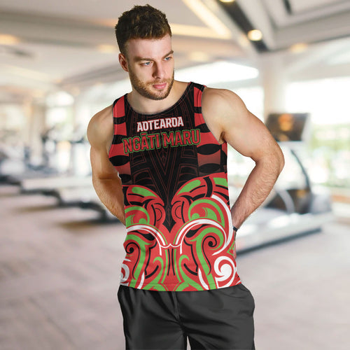 Custom Aotearoa Ngati Maru Men Tank Top New Zealand Traditional Maori Pattern