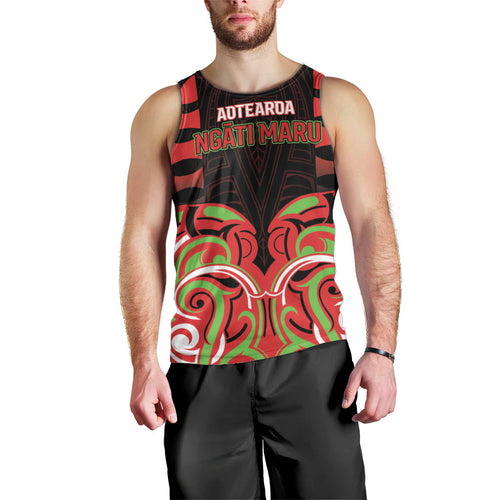 Custom Aotearoa Ngati Maru Men Tank Top New Zealand Traditional Maori Pattern