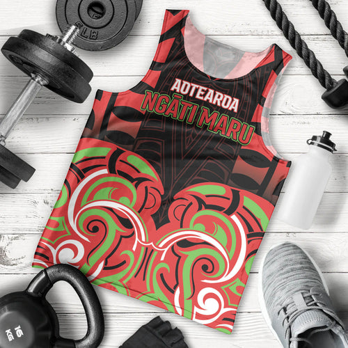 Custom Aotearoa Ngati Maru Men Tank Top New Zealand Traditional Maori Pattern