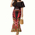 Custom Aotearoa Ngati Maru Mermaid Dress New Zealand Traditional Maori Pattern