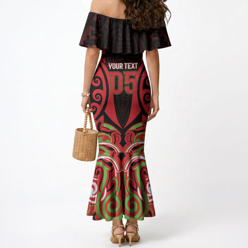Custom Aotearoa Ngati Maru Mermaid Dress New Zealand Traditional Maori Pattern