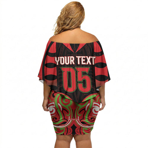 Custom Aotearoa Ngati Maru Off Shoulder Short Dress New Zealand Traditional Maori Pattern