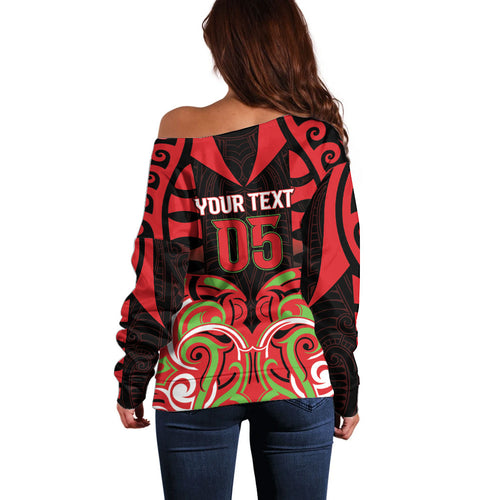 Custom Aotearoa Ngati Maru Off Shoulder Sweater New Zealand Traditional Maori Pattern