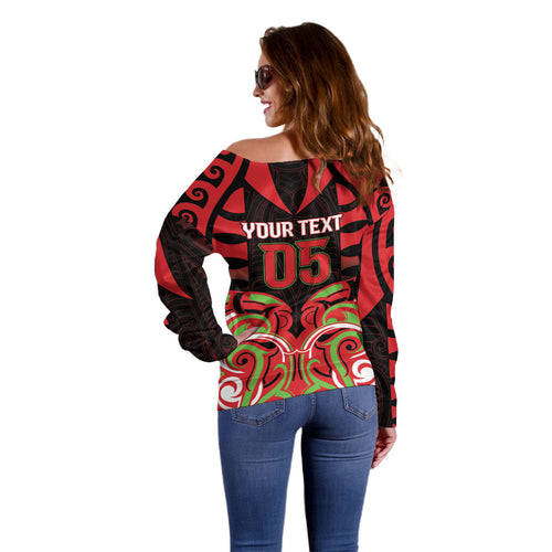 Custom Aotearoa Ngati Maru Off Shoulder Sweater New Zealand Traditional Maori Pattern