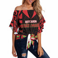 Custom Aotearoa Ngati Maru Off Shoulder Wrap Waist Top New Zealand Traditional Maori Pattern
