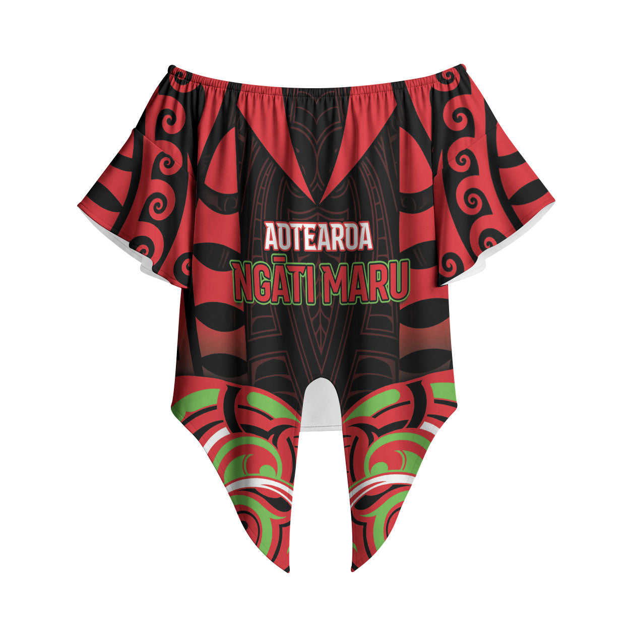 Custom Aotearoa Ngati Maru Off Shoulder Wrap Waist Top New Zealand Traditional Maori Pattern