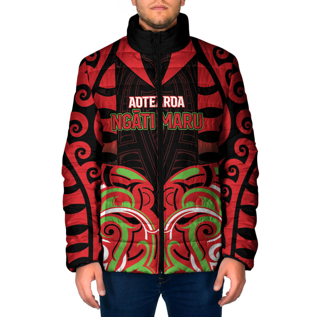 Custom Aotearoa Ngati Maru Padded Jacket New Zealand Traditional Maori Pattern