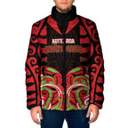Custom Aotearoa Ngati Maru Padded Jacket New Zealand Traditional Maori Pattern