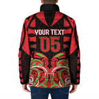 Custom Aotearoa Ngati Maru Padded Jacket New Zealand Traditional Maori Pattern