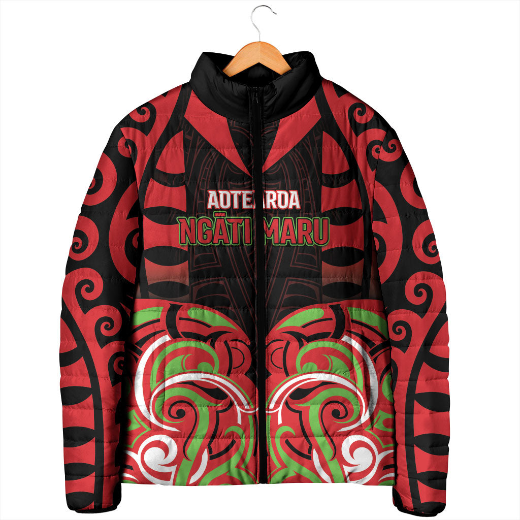 Custom Aotearoa Ngati Maru Padded Jacket New Zealand Traditional Maori Pattern