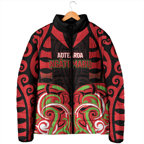 Custom Aotearoa Ngati Maru Padded Jacket New Zealand Traditional Maori Pattern