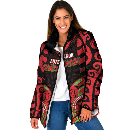 Custom Aotearoa Ngati Maru Padded Jacket New Zealand Traditional Maori Pattern