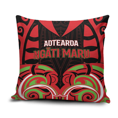 Aotearoa Ngati Maru Pillow Cover New Zealand Traditional Maori Pattern