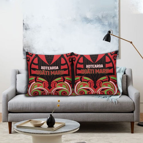Aotearoa Ngati Maru Pillow Cover New Zealand Traditional Maori Pattern