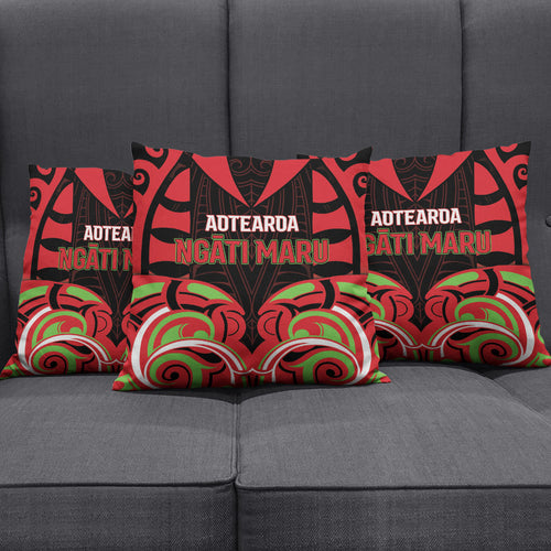 Aotearoa Ngati Maru Pillow Cover New Zealand Traditional Maori Pattern