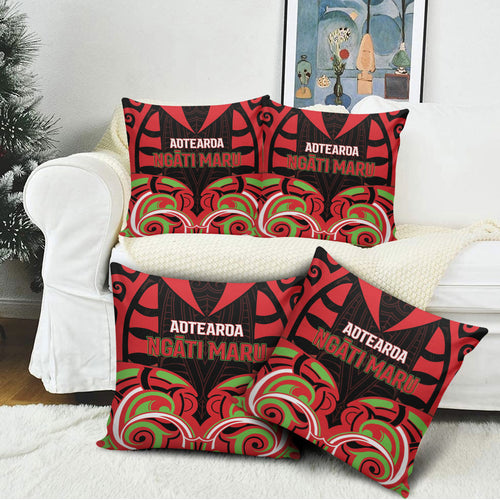 Aotearoa Ngati Maru Pillow Cover New Zealand Traditional Maori Pattern