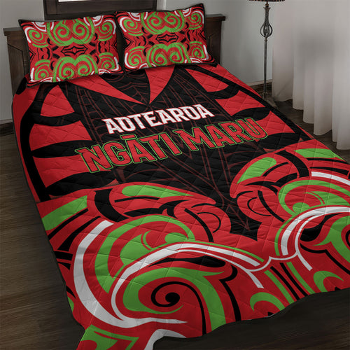 Aotearoa Ngati Maru Quilt Bed Set New Zealand Traditional Maori Pattern