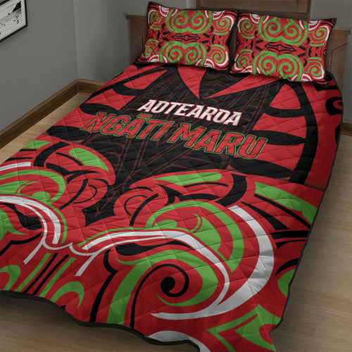 Aotearoa Ngati Maru Quilt Bed Set New Zealand Traditional Maori Pattern