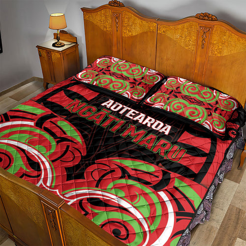Aotearoa Ngati Maru Quilt Bed Set New Zealand Traditional Maori Pattern