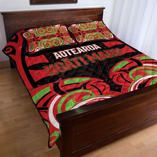 Aotearoa Ngati Maru Quilt Bed Set New Zealand Traditional Maori Pattern