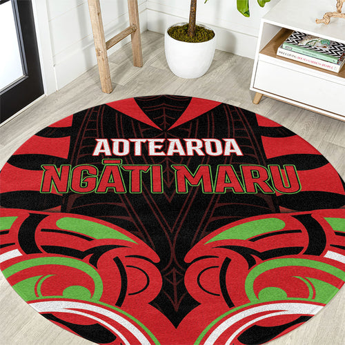 Aotearoa Ngati Maru Round Carpet New Zealand Traditional Maori Pattern