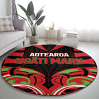 Aotearoa Ngati Maru Round Carpet New Zealand Traditional Maori Pattern