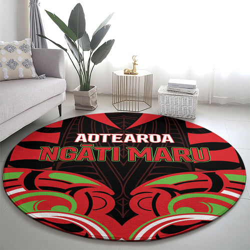 Aotearoa Ngati Maru Round Carpet New Zealand Traditional Maori Pattern