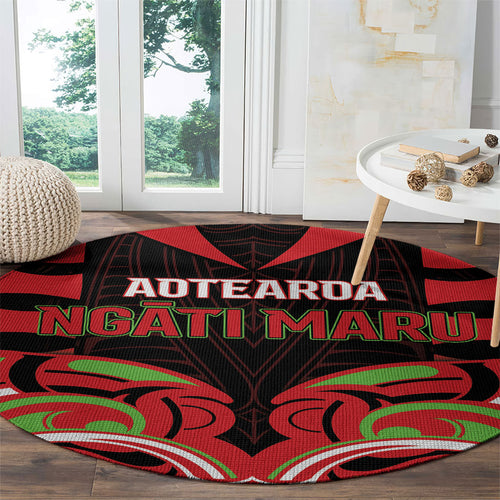 Aotearoa Ngati Maru Round Carpet New Zealand Traditional Maori Pattern