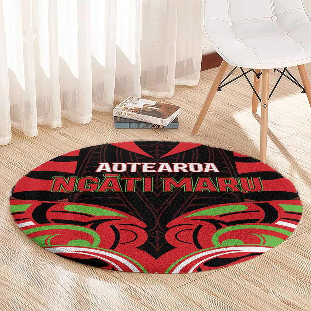 Aotearoa Ngati Maru Round Carpet New Zealand Traditional Maori Pattern