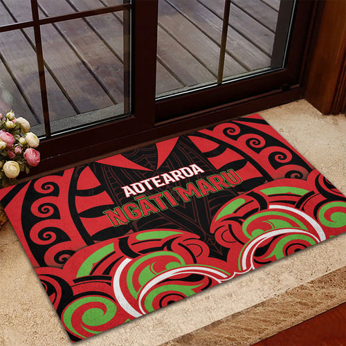 Aotearoa Ngati Maru Rubber Doormat New Zealand Traditional Maori Pattern