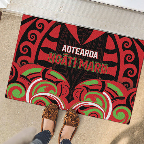 Aotearoa Ngati Maru Rubber Doormat New Zealand Traditional Maori Pattern