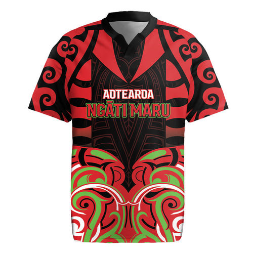 Custom Aotearoa Ngati Maru Rugby Jersey New Zealand Traditional Maori Pattern