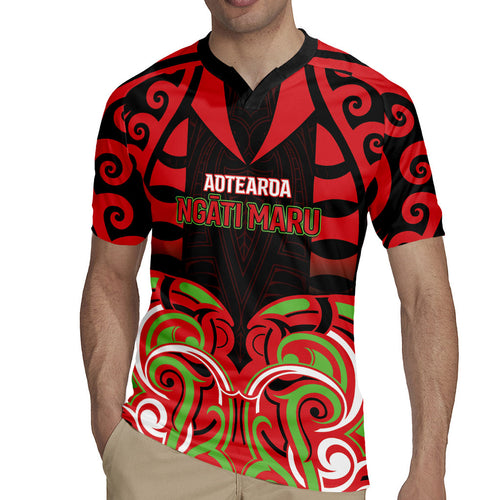 Custom Aotearoa Ngati Maru Rugby Jersey New Zealand Traditional Maori Pattern