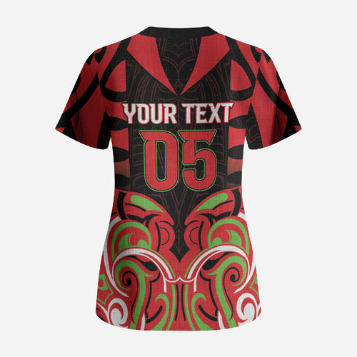 Custom Aotearoa Ngati Maru Scrub Top New Zealand Traditional Maori Pattern