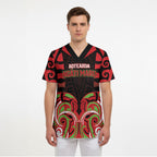 Custom Aotearoa Ngati Maru Scrub Top New Zealand Traditional Maori Pattern