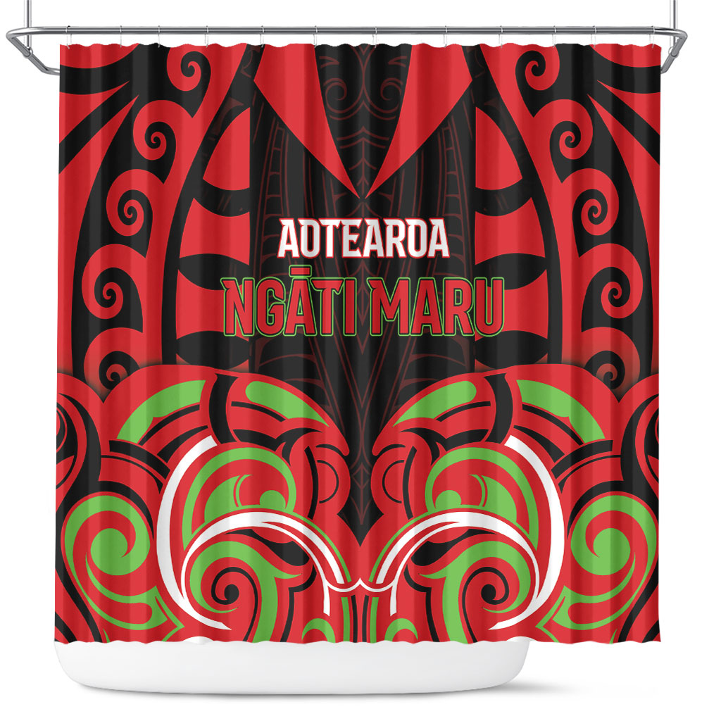 Aotearoa Ngati Maru Shower Curtain New Zealand Traditional Maori Pattern