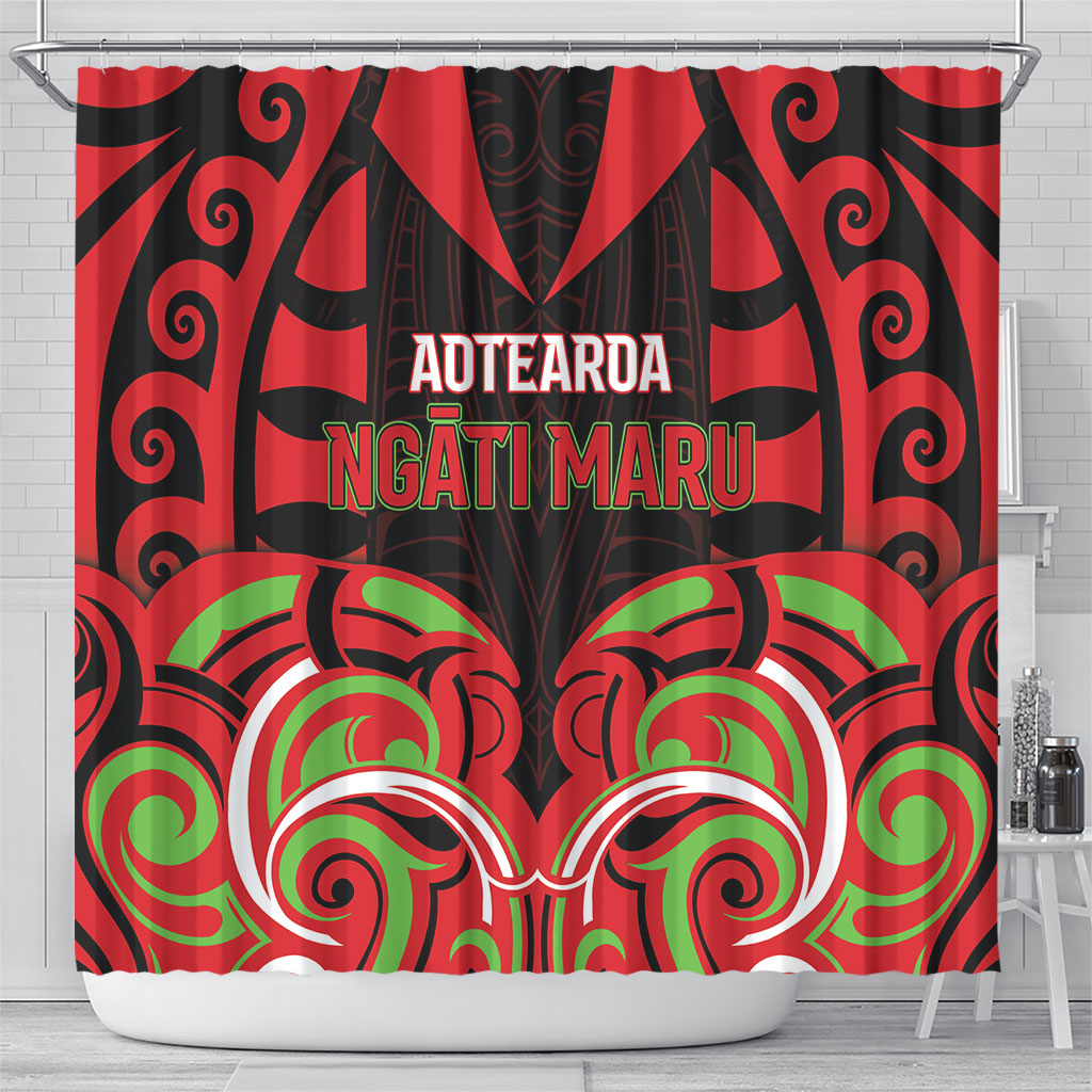 Aotearoa Ngati Maru Shower Curtain New Zealand Traditional Maori Pattern