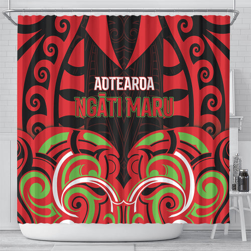 Aotearoa Ngati Maru Shower Curtain New Zealand Traditional Maori Pattern