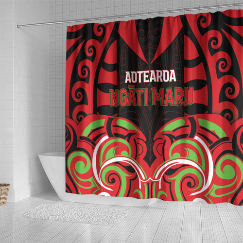 Aotearoa Ngati Maru Shower Curtain New Zealand Traditional Maori Pattern
