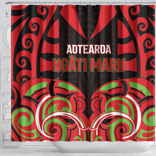 Aotearoa Ngati Maru Shower Curtain New Zealand Traditional Maori Pattern