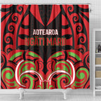 Aotearoa Ngati Maru Shower Curtain New Zealand Traditional Maori Pattern