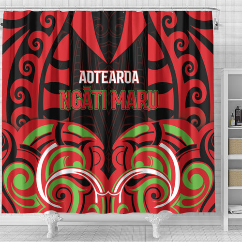 Aotearoa Ngati Maru Shower Curtain New Zealand Traditional Maori Pattern
