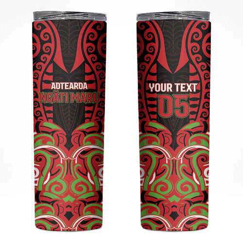 Custom Aotearoa Ngati Maru Skinny Tumbler New Zealand Traditional Maori Pattern