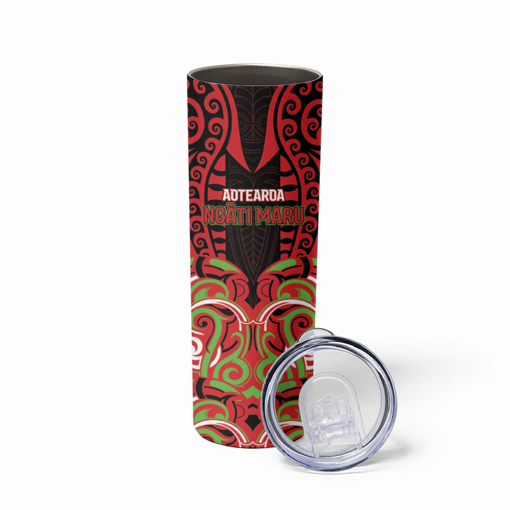 Custom Aotearoa Ngati Maru Skinny Tumbler New Zealand Traditional Maori Pattern