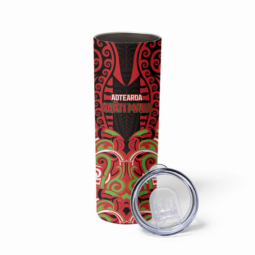 Custom Aotearoa Ngati Maru Skinny Tumbler New Zealand Traditional Maori Pattern