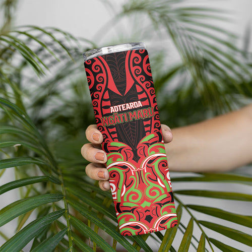 Custom Aotearoa Ngati Maru Skinny Tumbler New Zealand Traditional Maori Pattern