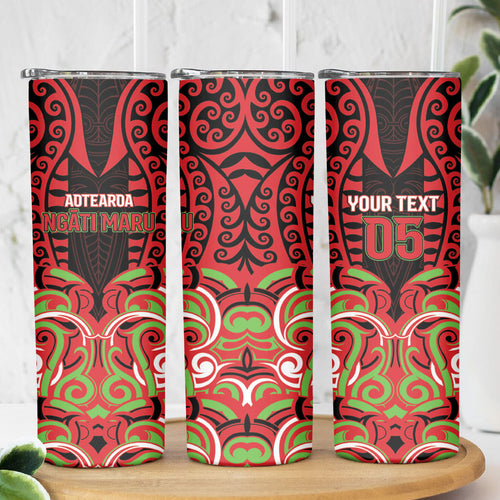 Custom Aotearoa Ngati Maru Skinny Tumbler New Zealand Traditional Maori Pattern