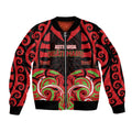Custom Aotearoa Ngati Maru Sleeve Zip Bomber Jacket New Zealand Traditional Maori Pattern