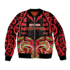 Custom Aotearoa Ngati Maru Sleeve Zip Bomber Jacket New Zealand Traditional Maori Pattern